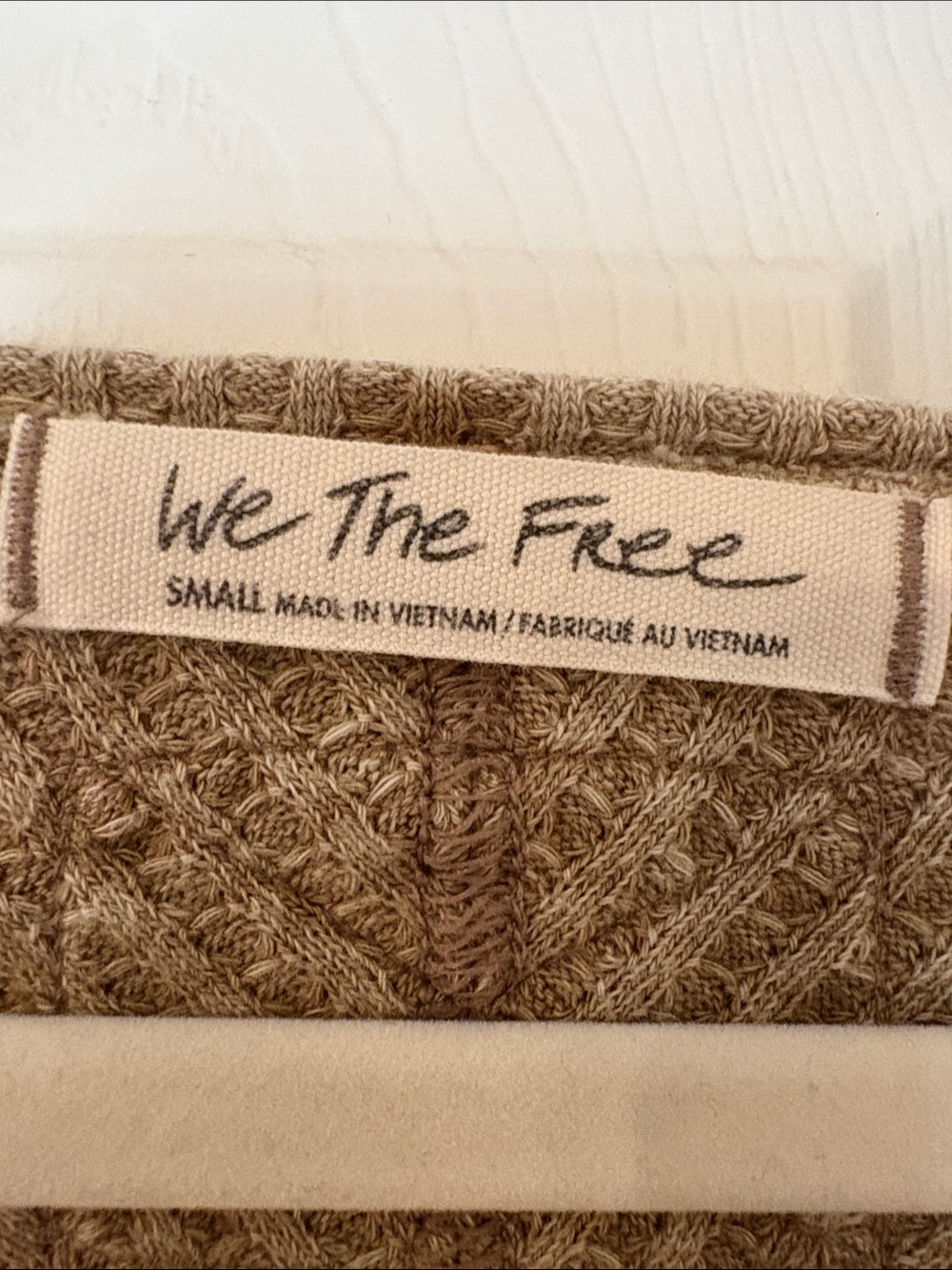 We The Free Waffle Knit V-Neck Long Sleeve Top in Taupe - Picture 2 of 8